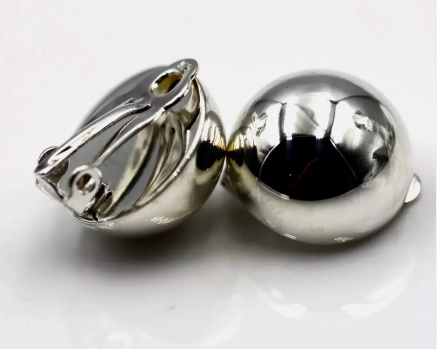 Genuine New Sterling Silver 925 Half 16mm Ball Round Earrings Clip-ons