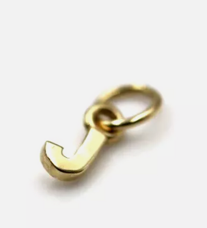Genuine 9ct 9kt Genuine Solid Tiny Very Small Yellow, Rose or White  Gold Initial Pendant Charm J