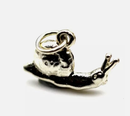 Genuine Sterling Silver 925 Small 3D Snail Pendant or Charm