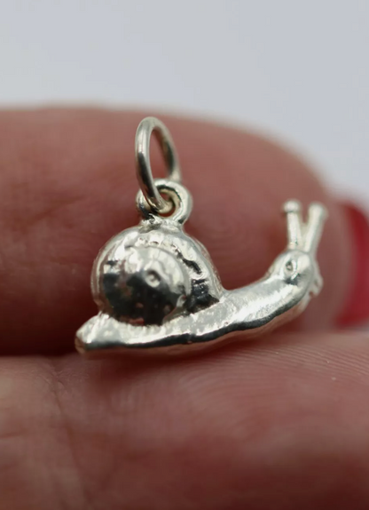 Genuine Sterling Silver 925 Small 3D Snail Pendant or Charm