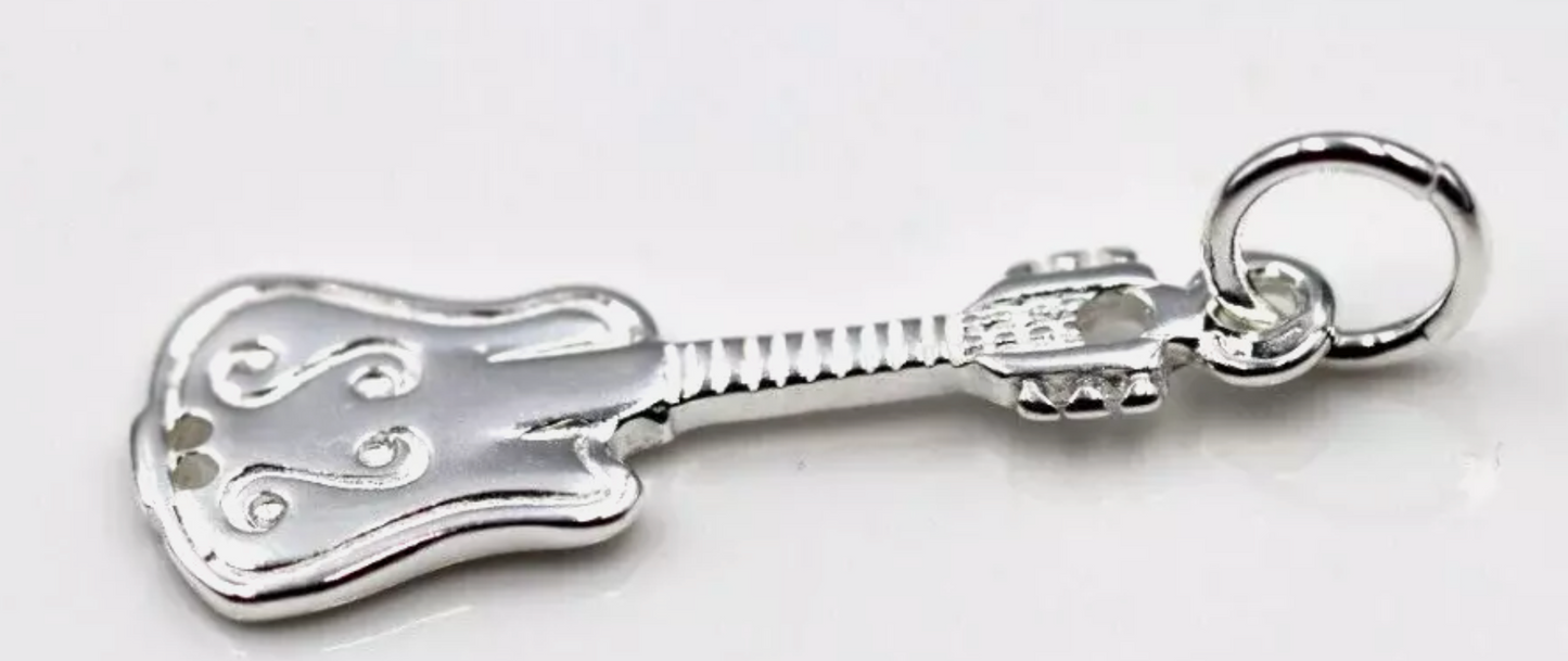 Kaedesigns New Genuine Sterling Silver 925 Guitar Pendant or Charm