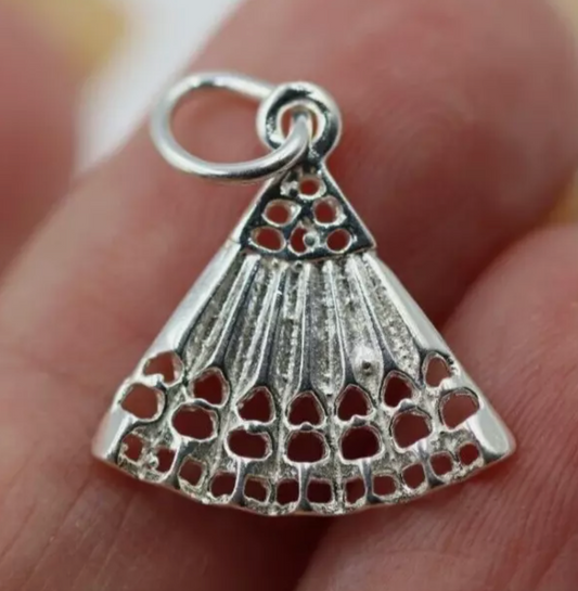 Genuine 9ct Yellow Gold 375 Fan Charm or Pendant charm + jump ring