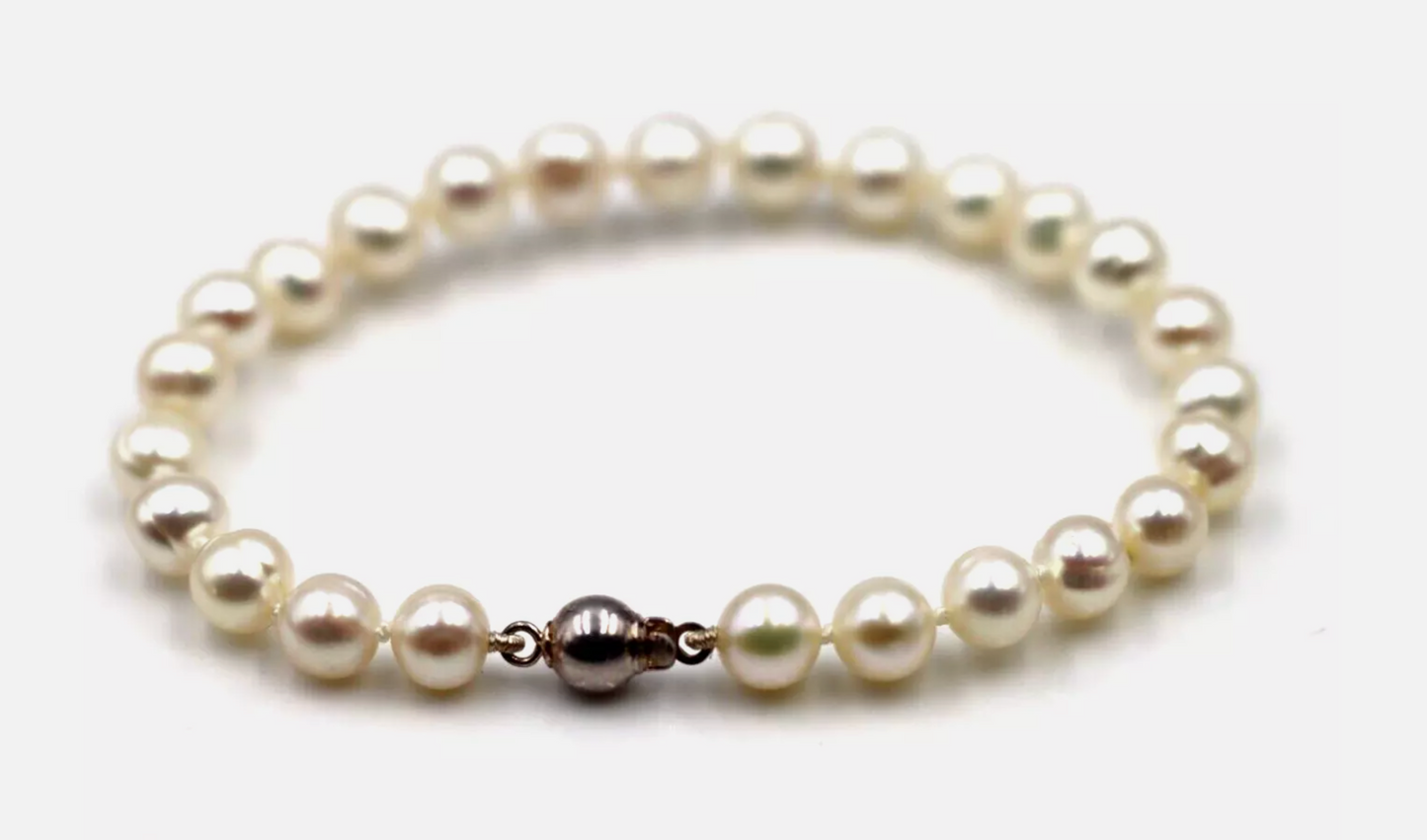 Freshwater 6.5mm pearl bracelet + Sterling Silver clasp 19cm