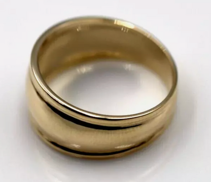 Genuine 9ct 9K Yellow, Rose or White Gold Ridged Dome Ring 10mm - Choose your size