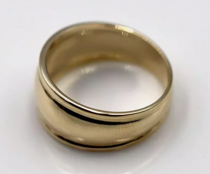 Genuine 9ct 9K Yellow, Rose or White Gold Ridged Dome Ring 10mm - Choose your size
