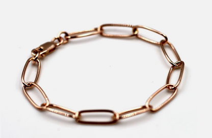 Genuine Handmade 17cm Solid 9ct Yellow, Rose or White Gold Paper Clip Paperclip Bracelet