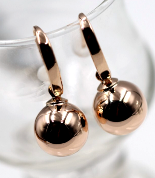 Kaedesigns, 9ct Yellow Or White Or Rose Gold 12mm Hook Euro Ball Drop Earrings
