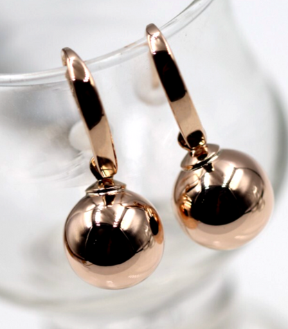 Kaedesigns, 9ct Yellow Or White Or Rose Gold 12mm Hook Euro Ball Drop Earrings