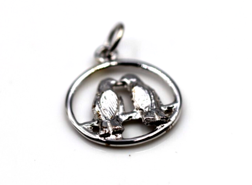 Genuine 9ct Yellow or Rose or White Gold or Silver Lovebirds Love Birds Pendant