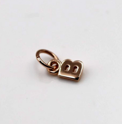 Genuine 9ct 9kt Tiny Very Small Yellow, Rose or White Gold Initial Pendant Charm B