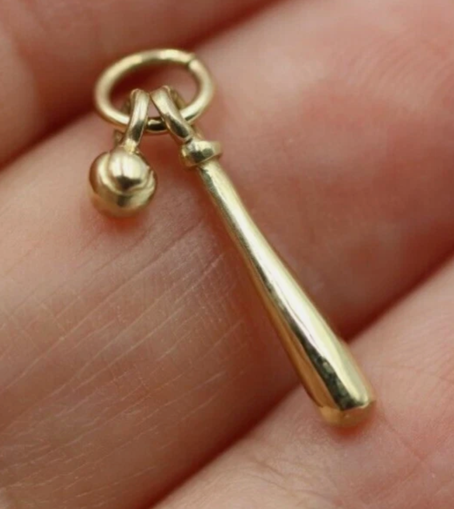 Kaedesigns, Genuine 9ct 9K 375 Yellow Gold Baseball Bat Charm or Pendant