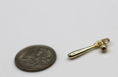 Kaedesigns, Genuine 9ct 9K 375 Yellow Gold Baseball Bat Charm or Pendant