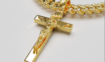 Genuine 18ct 750 Yellow, Rose or White Gold Solid Huge Large Heavy Crucifix Cross Pendant 40g