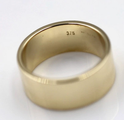 Size N Genuine Heavy New 9ct 9Kt Yellow, Rose or White Gold / 375, Full Solid 8mm Wide Band Ring