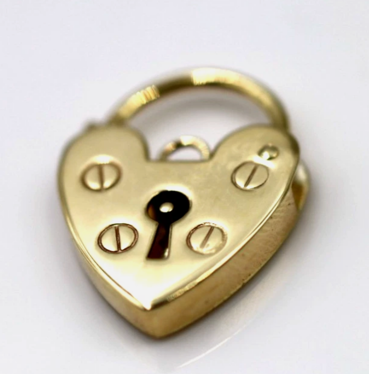 Genuine Small 13.5mm 9ct 9k Yellow Gold Screw Heart Pendant Padlock