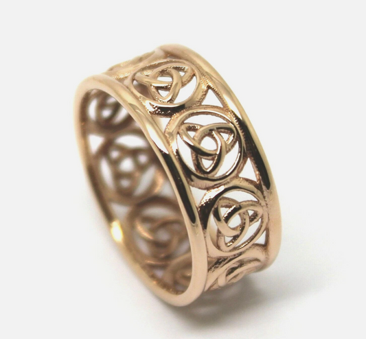 Kaedesigns Full Solid 9ct 9kt Yellow, Rose or White Gold Wide Celtic Weave Ring 514