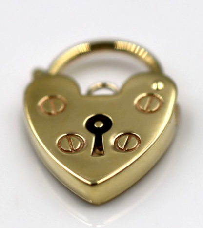 Genuine Small 13.5mm 9ct 9k Yellow Gold Screw Heart Pendant Padlock
