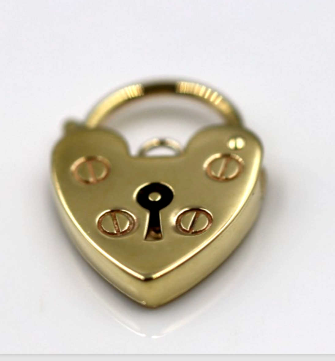 Genuine Small 13.5mm 9ct 9k Yellow Gold Screw Heart Pendant Padlock