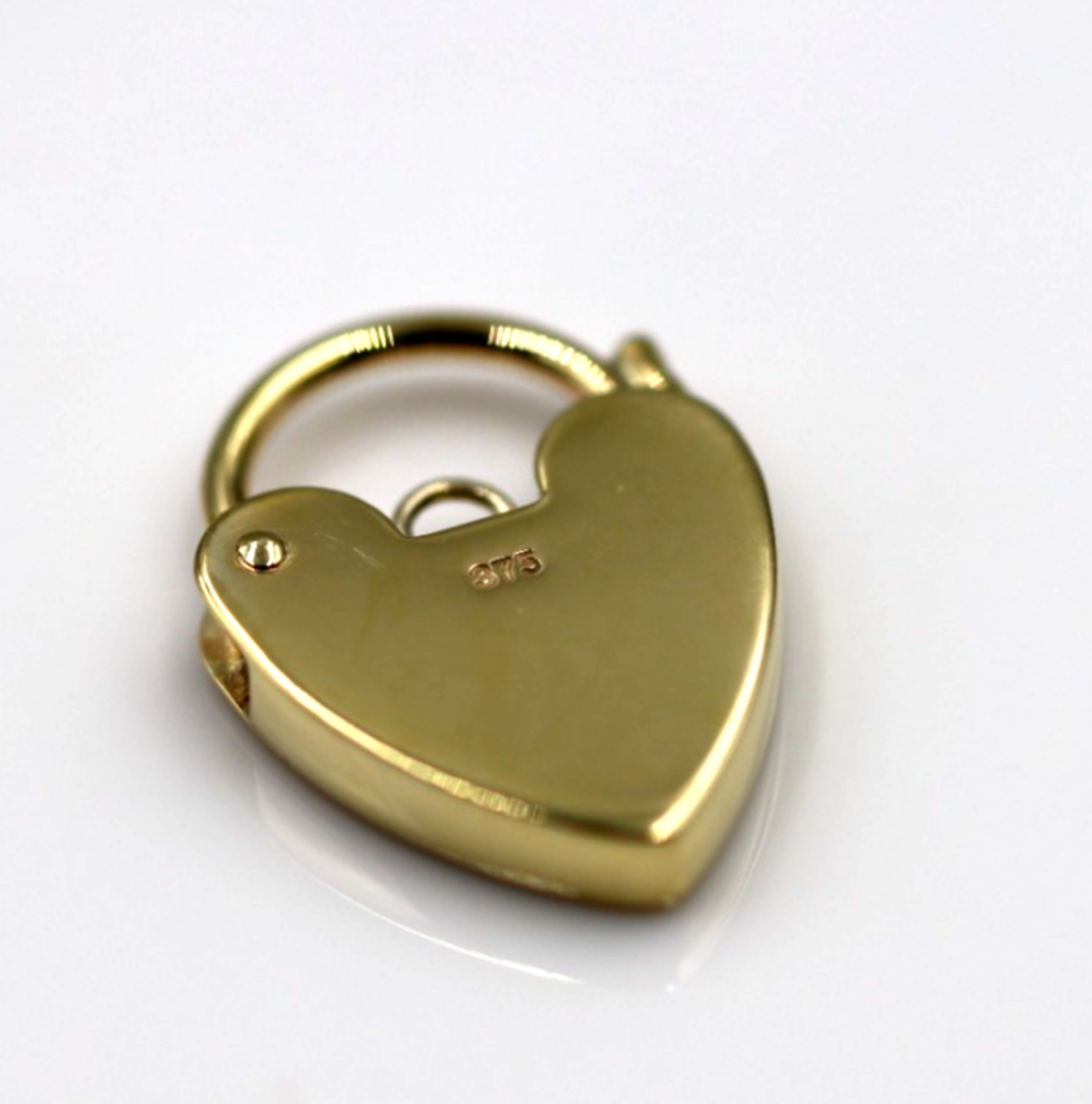 Genuine Small 13.5mm 9ct 9k Yellow Gold Screw Heart Pendant Padlock