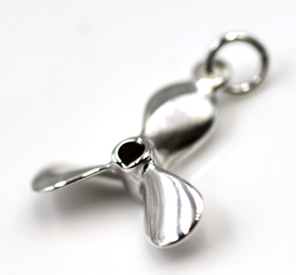 Sterling Silver 925  3D Boat Propellor Nautical Charm Pendant / Charm