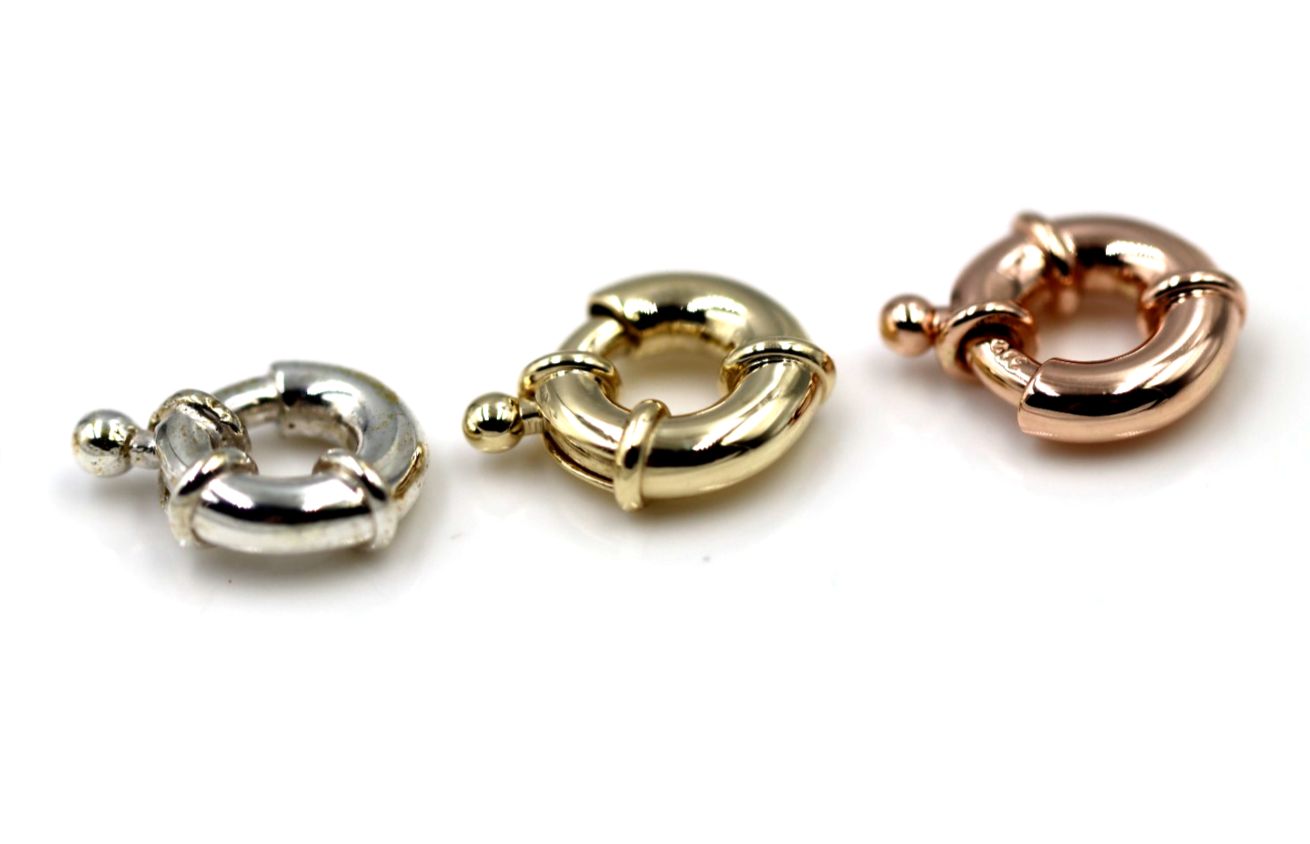 Genuine 12mm 9ct 375 Yellow,  Rose or White Gold Bolt Ring Clasp
