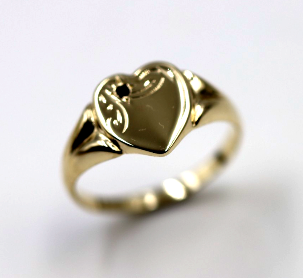 Size I 9ct 9K Yellow Gold Blue Sapphire (Birthstone Of Sept.) Signet Ring 265