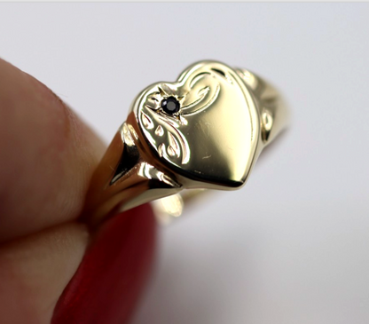 Size I 9ct 9K Yellow Gold Blue Sapphire (Birthstone Of Sept.) Signet Ring 265