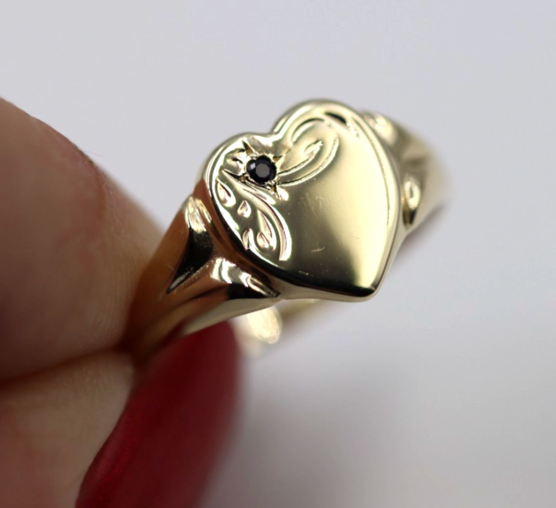 Size I 9ct 9K Yellow Gold Blue Sapphire (Birthstone Of Sept.) Signet Ring 265