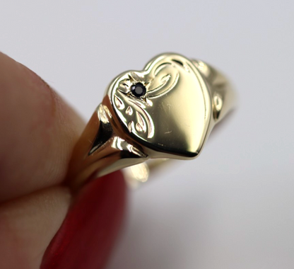 Size I 9ct 9K Yellow Gold Blue Sapphire (Birthstone Of Sept.) Signet Ring 265