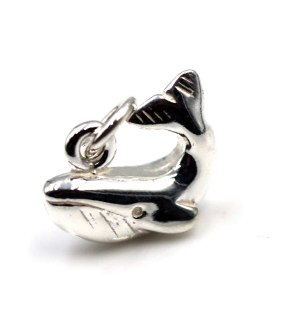 Genuine Sterling Silver Small Whale Solid Pendant Charm