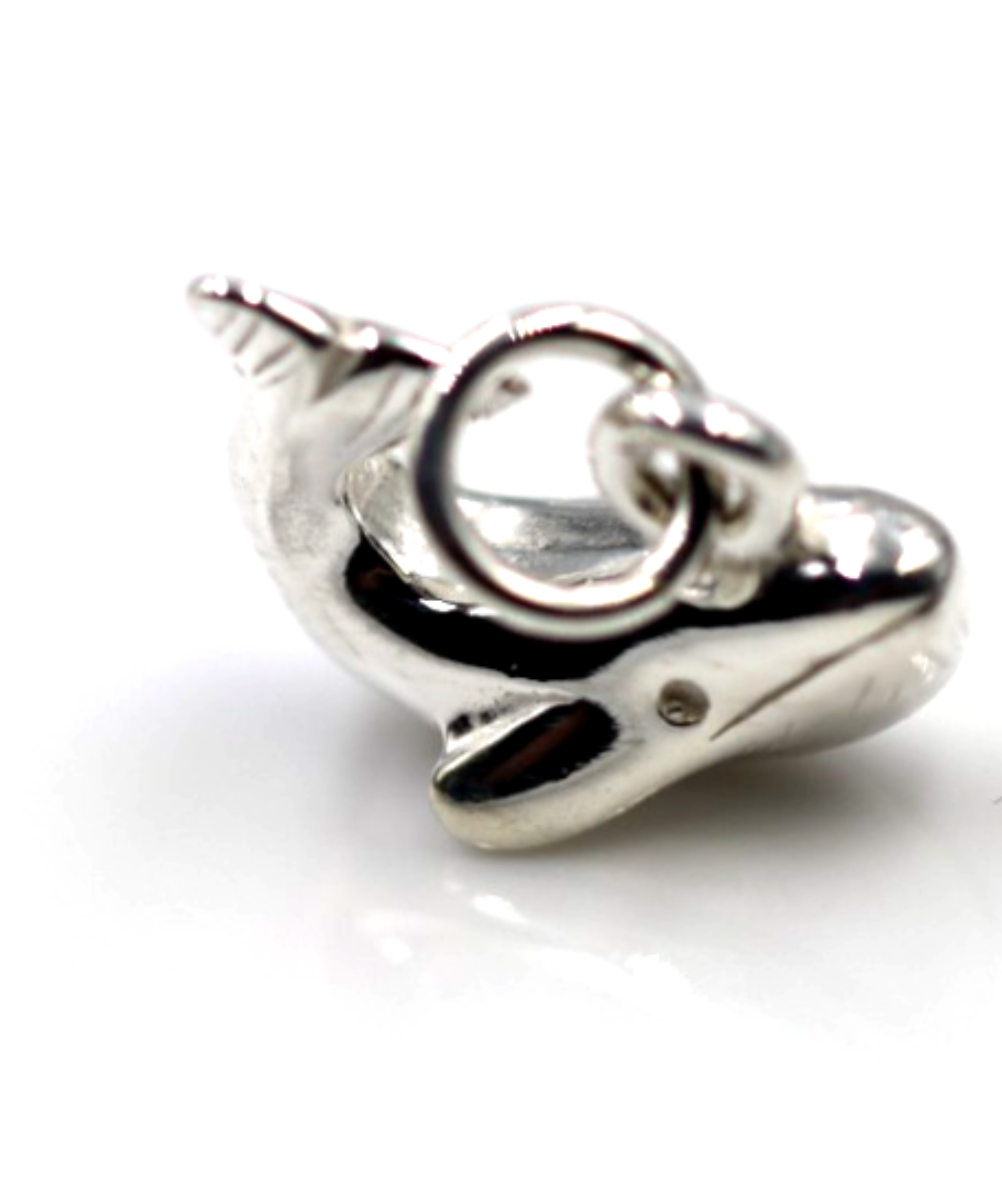 Genuine Sterling Silver Small Whale Solid Pendant Charm