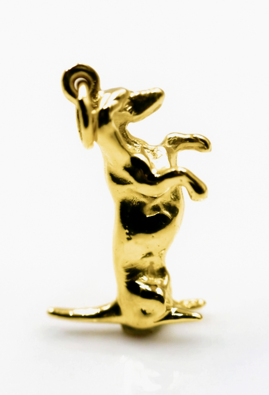 Genuine 9ct 9K 375 Solid Yellow, Rose or White Gold Dachshund Sausage Dog Pendant Charm