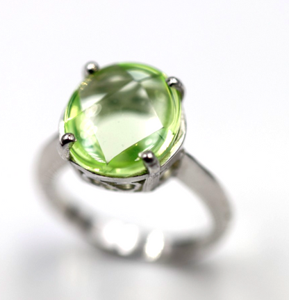Size N1/2 Sterling Silver 925 Light Yellow/Green Oval Spinel Ring