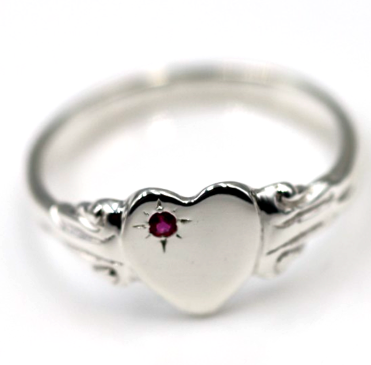 Kaedesigns New Sterling Silver 925 Heart Pink Sapphire Set Signet Ring