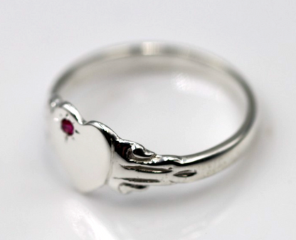 Kaedesigns New Sterling Silver 925 Heart Pink Sapphire Set Signet Ring