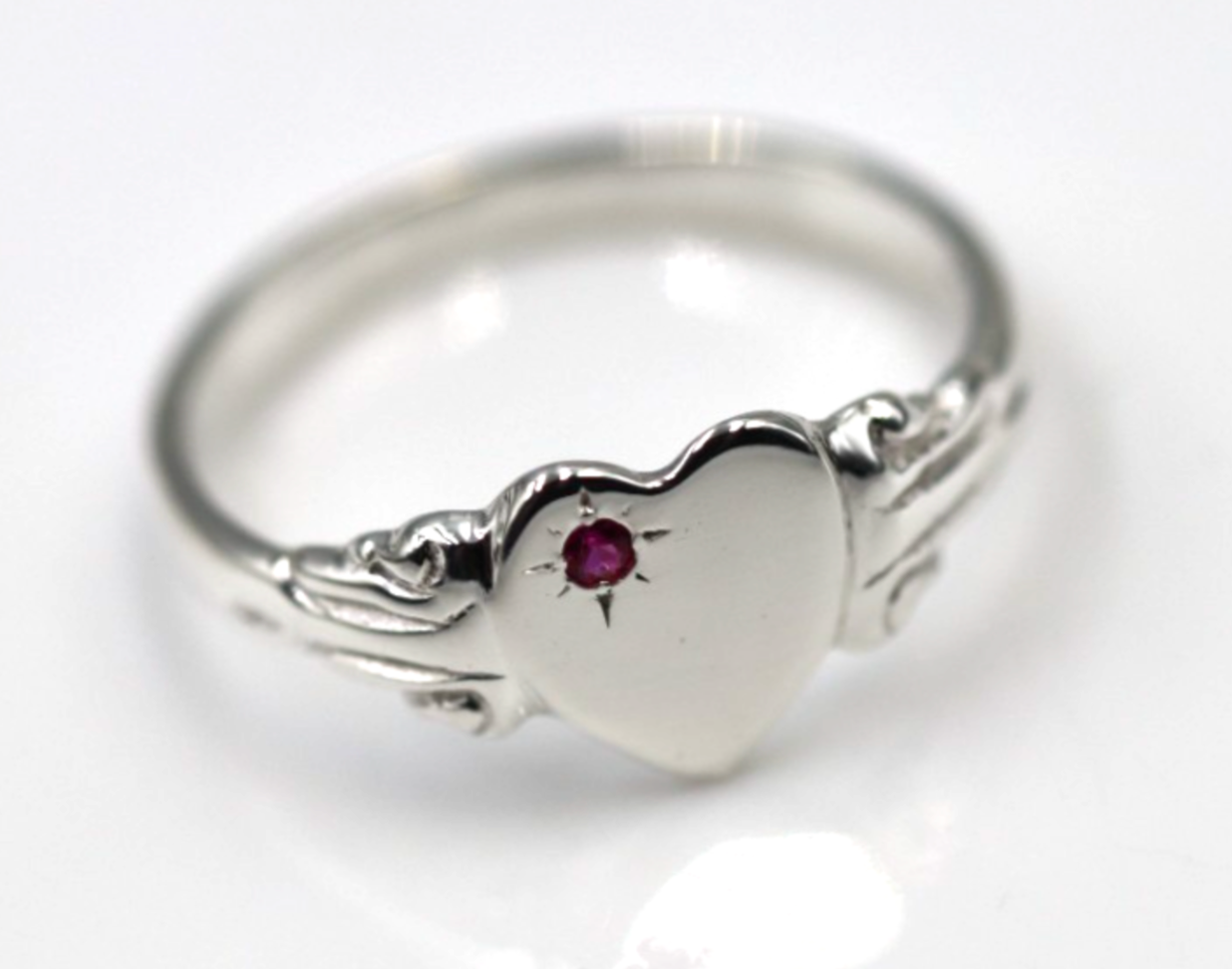 Kaedesigns New Sterling Silver 925 Heart Pink Sapphire Set Signet Ring