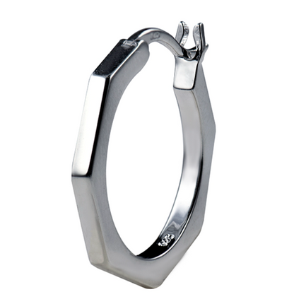 Sterling Silver 925 Heptagon 16mm Hoops Earrings