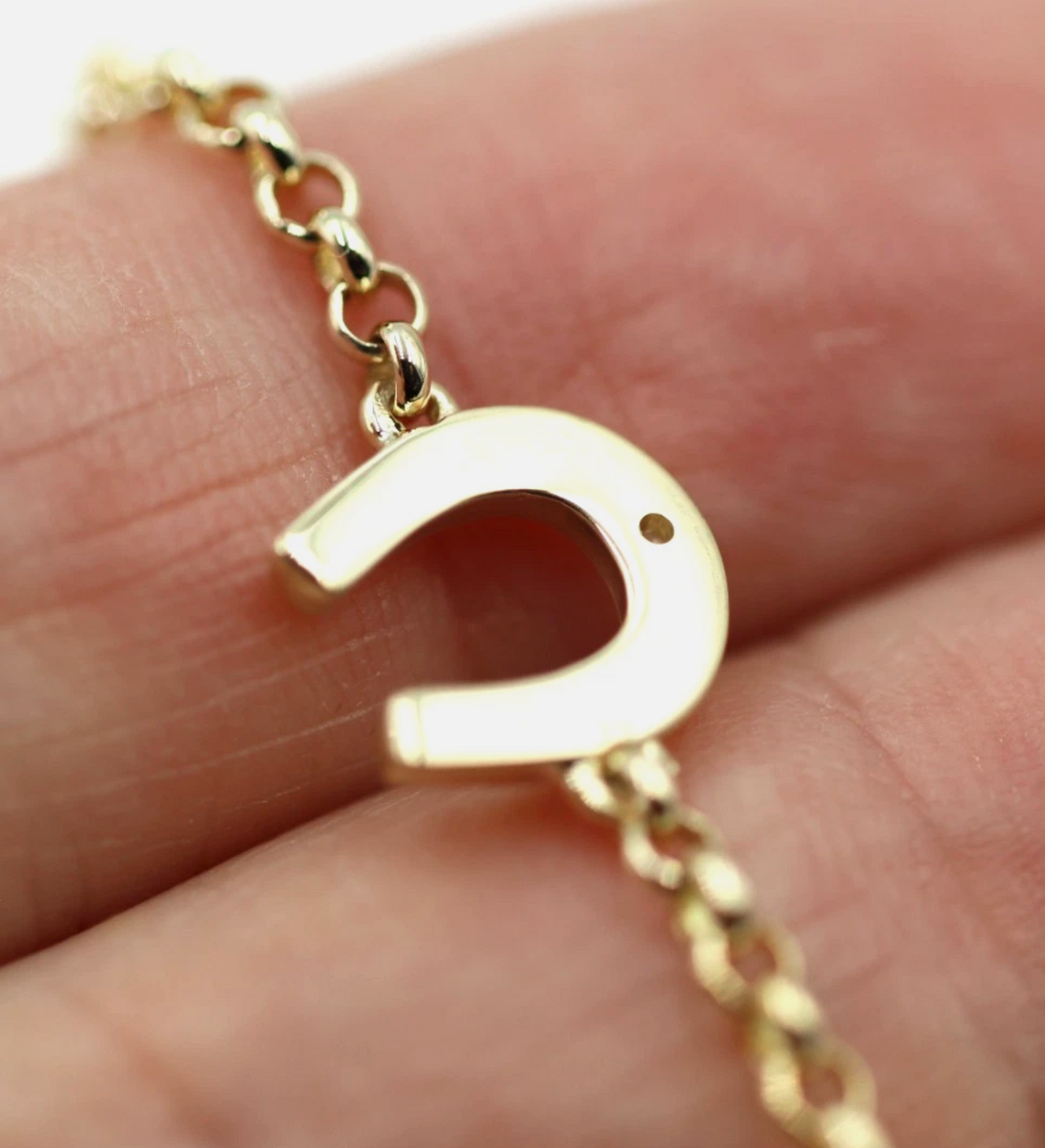 Genuine 9ct 9K 375 Yellow Gold or Rose Gold Solid 19cm Diamond Set Horseshoe Belcher Bracelet