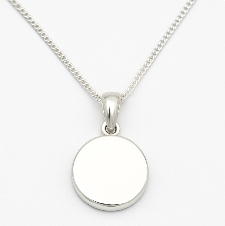 Genuine Sterling Silver 925 Small Flat Round Plain Locket With 2 Photos + Necklace Chain 40cm 45cm, 50cm, 55cm or 60cm