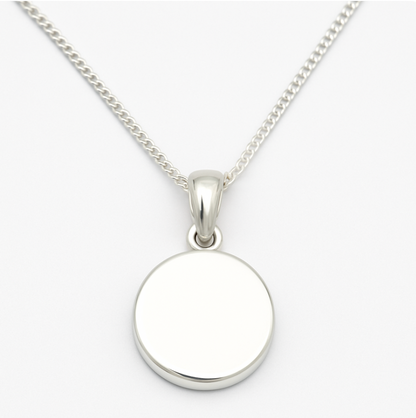 Genuine Sterling Silver 925 Small Flat Round Plain Locket With 2 Photos + Necklace Chain 40cm 45cm, 50cm, 55cm or 60cm