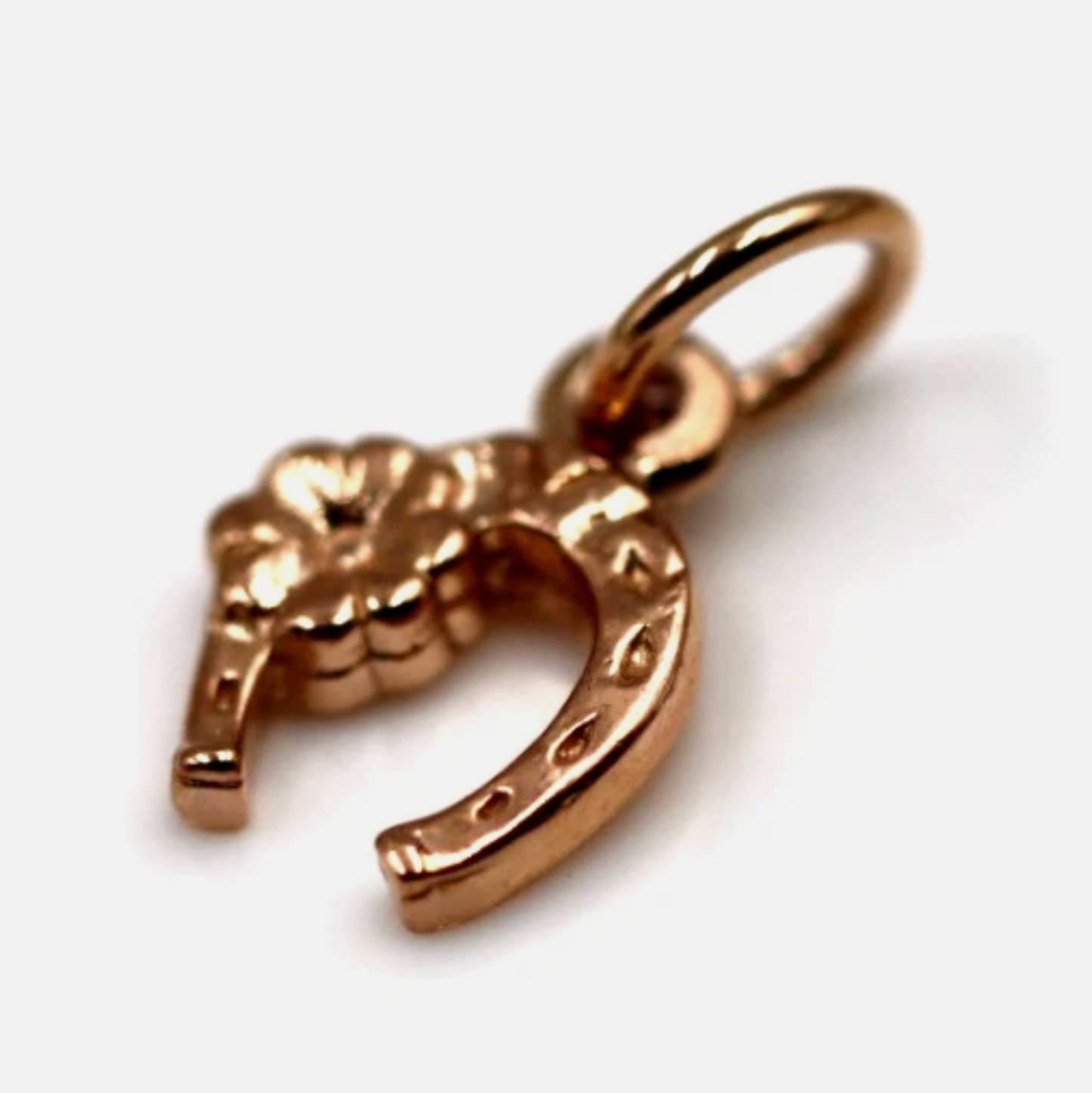 Genuine 9ct Yellow or Rose Gold Lucky Horse Shoe Horseshoe Flower Charm with jump ring