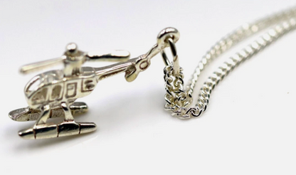 Genuine Sterling Silver 925 Helicopter Chopper Charm Pendant + Chain