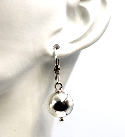Sterling Silver 925 Ball Earrings 12mm Continental Clip Earrings