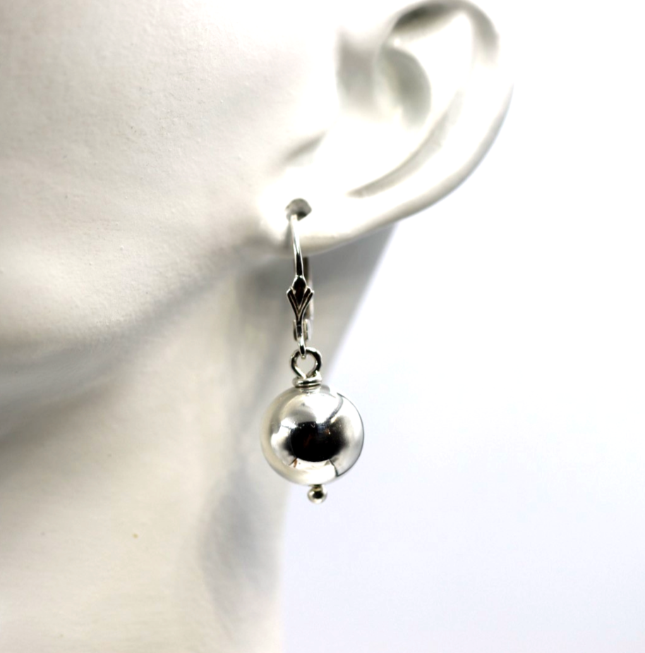 Sterling Silver 925 Ball Earrings 12mm Continental Clip Earrings