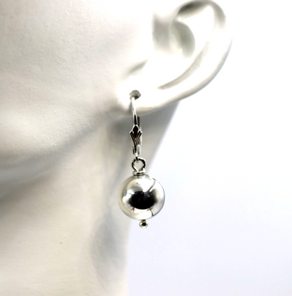 Sterling Silver 925 Ball Earrings 12mm Continental Clip Earrings