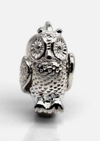 Sterling Silver 925 small lightweight Owl Charm with jump ring