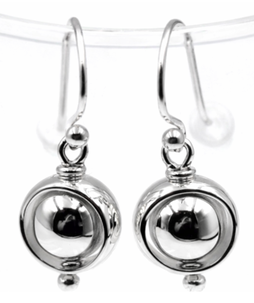 Kaedesigns, Genuine Sterling Silver 925 Spinning Belcher Ball Drop Earrings