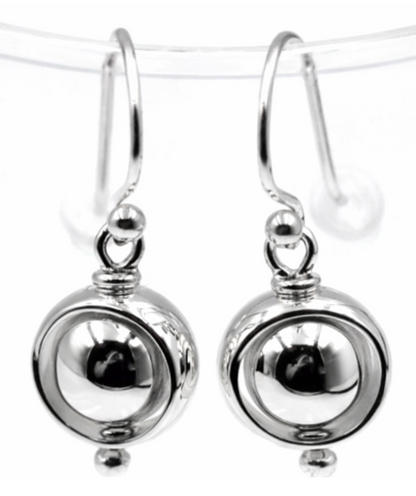 Kaedesigns, Genuine Sterling Silver 925 Spinning Belcher Ball Drop Earrings