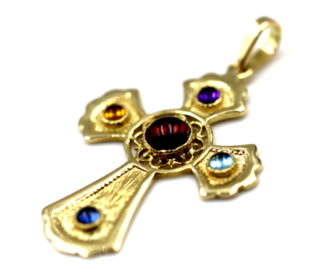Genuine Solid 14ct 14k 585 Yellow Gold Byzantine Cross Pendant
