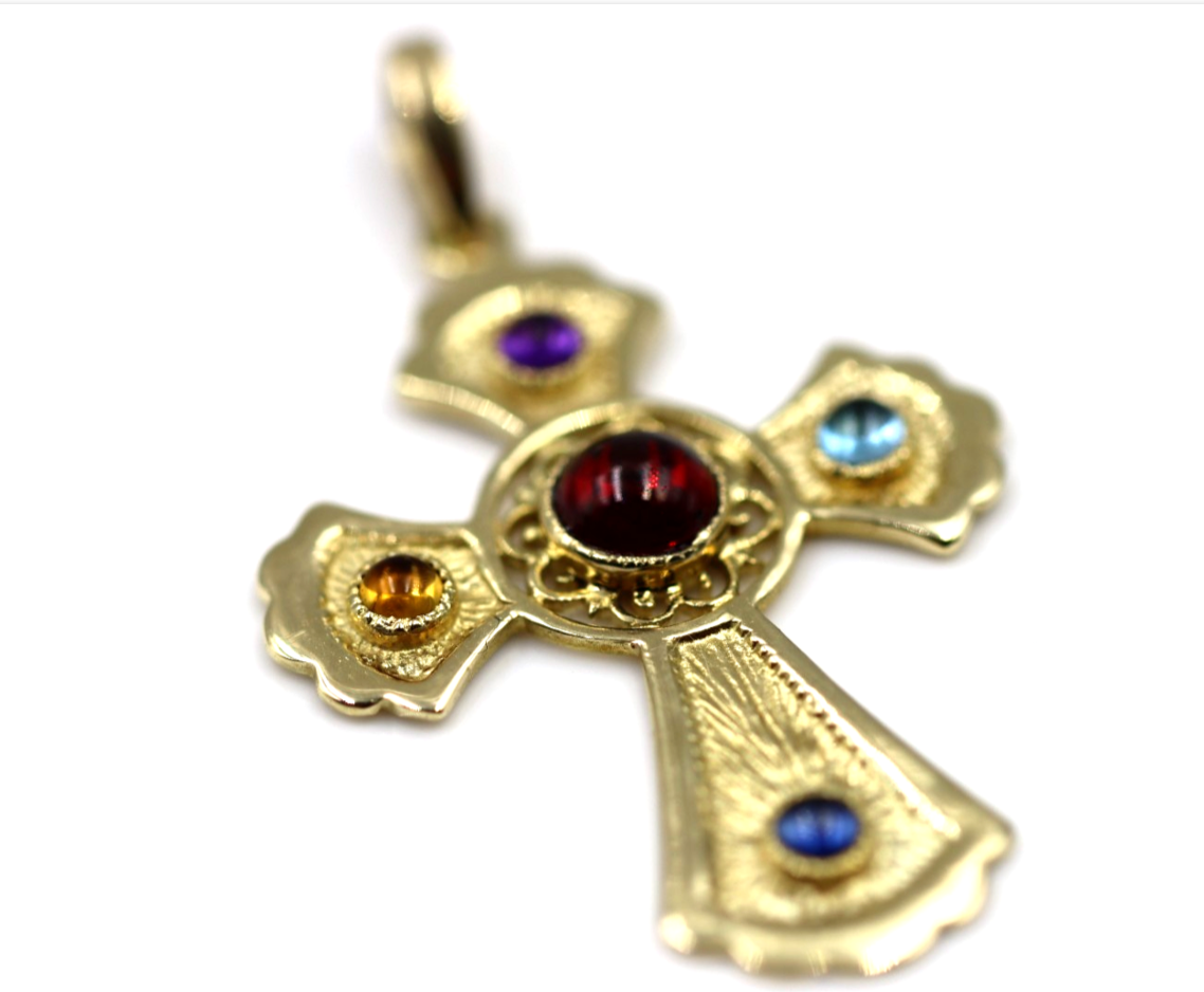 Genuine Solid 14ct 14k 585 Yellow Gold Byzantine Cross Pendant